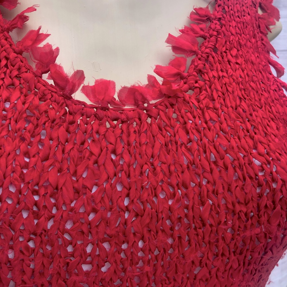 Gianni Ferrante 100% Silk Red Knit Sleeveless Top RARE Small - Picture 4 of 13